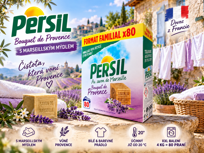 Persil Bouquet de Provence XXL prací prášek s Marseillským mýdlem – 4 kg, 80 praní